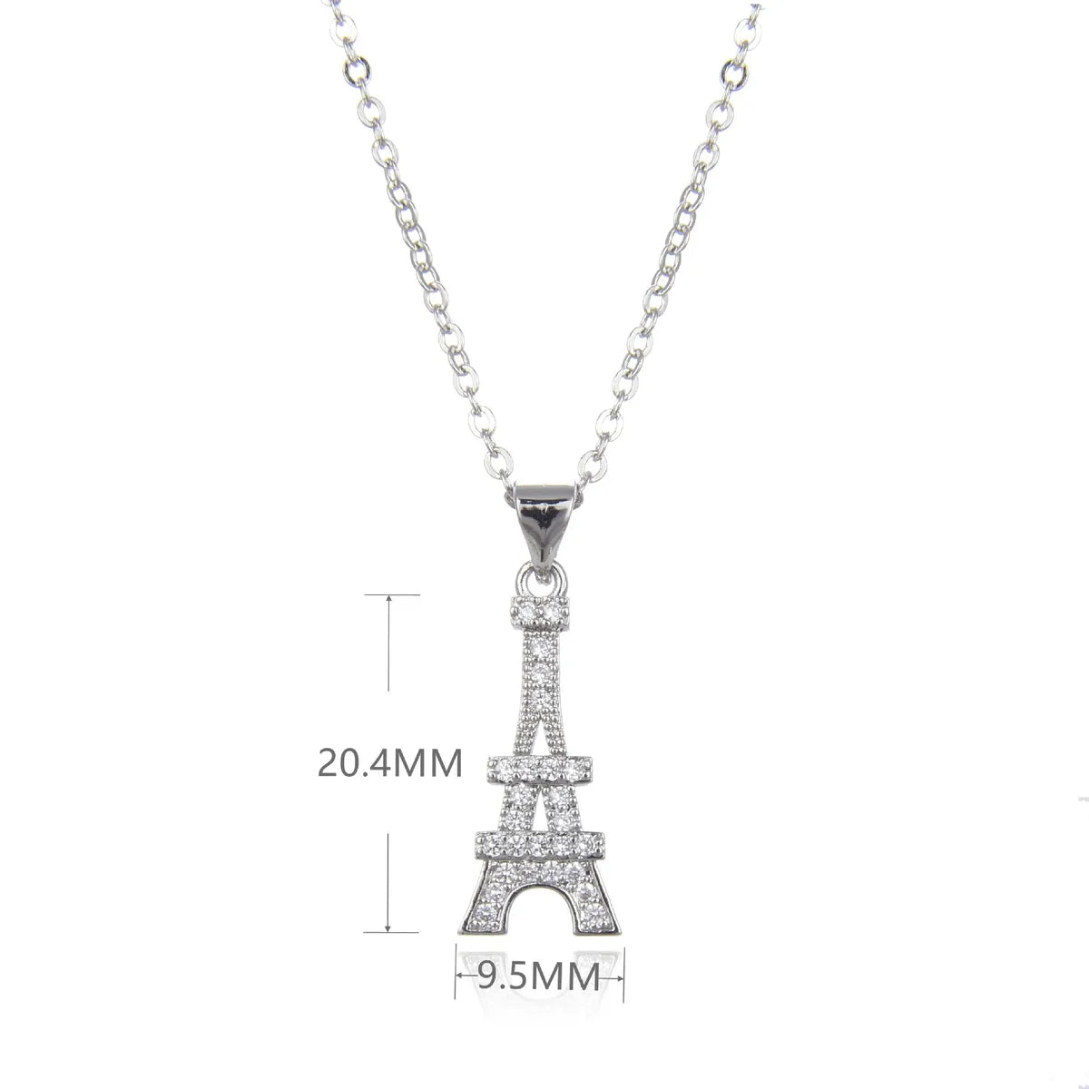 Ig Style Simple Style Tower Copper Plating Inlay Zircon Pendant Necklace