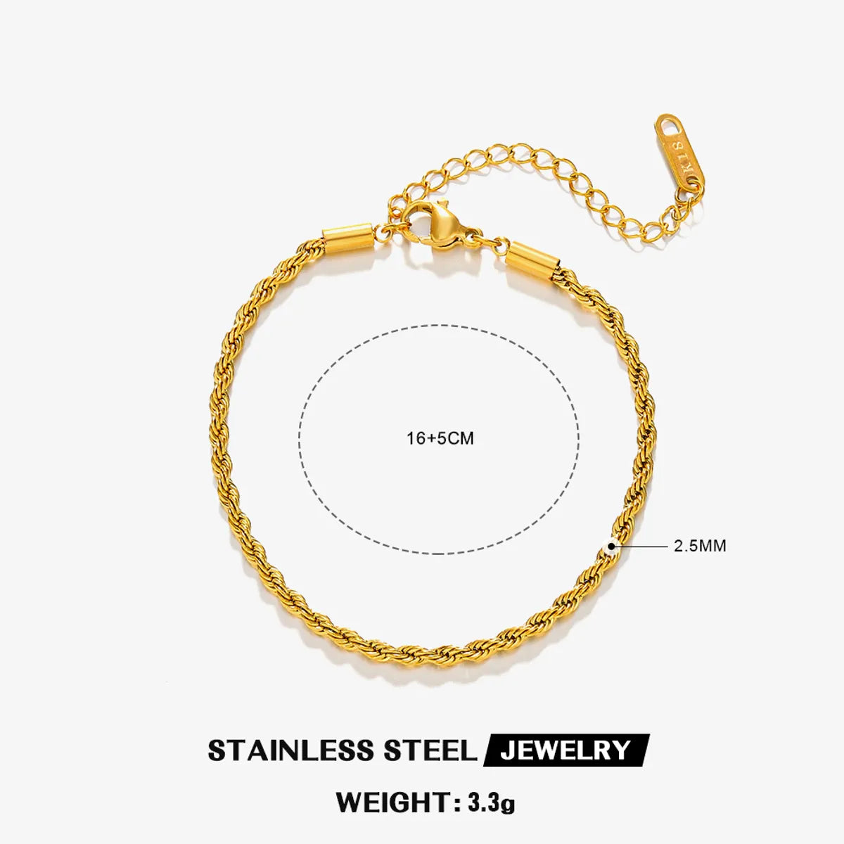 IG Style Simple Style Twist 304 Stainless Steel 18K Gold Plated Bracelets In Bulk