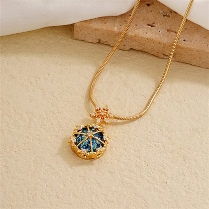 Ig Style Simple Style Universe Starry Sky Stainless Steel Copper Plating Inlay Zircon Gold Plated Charms Necklace