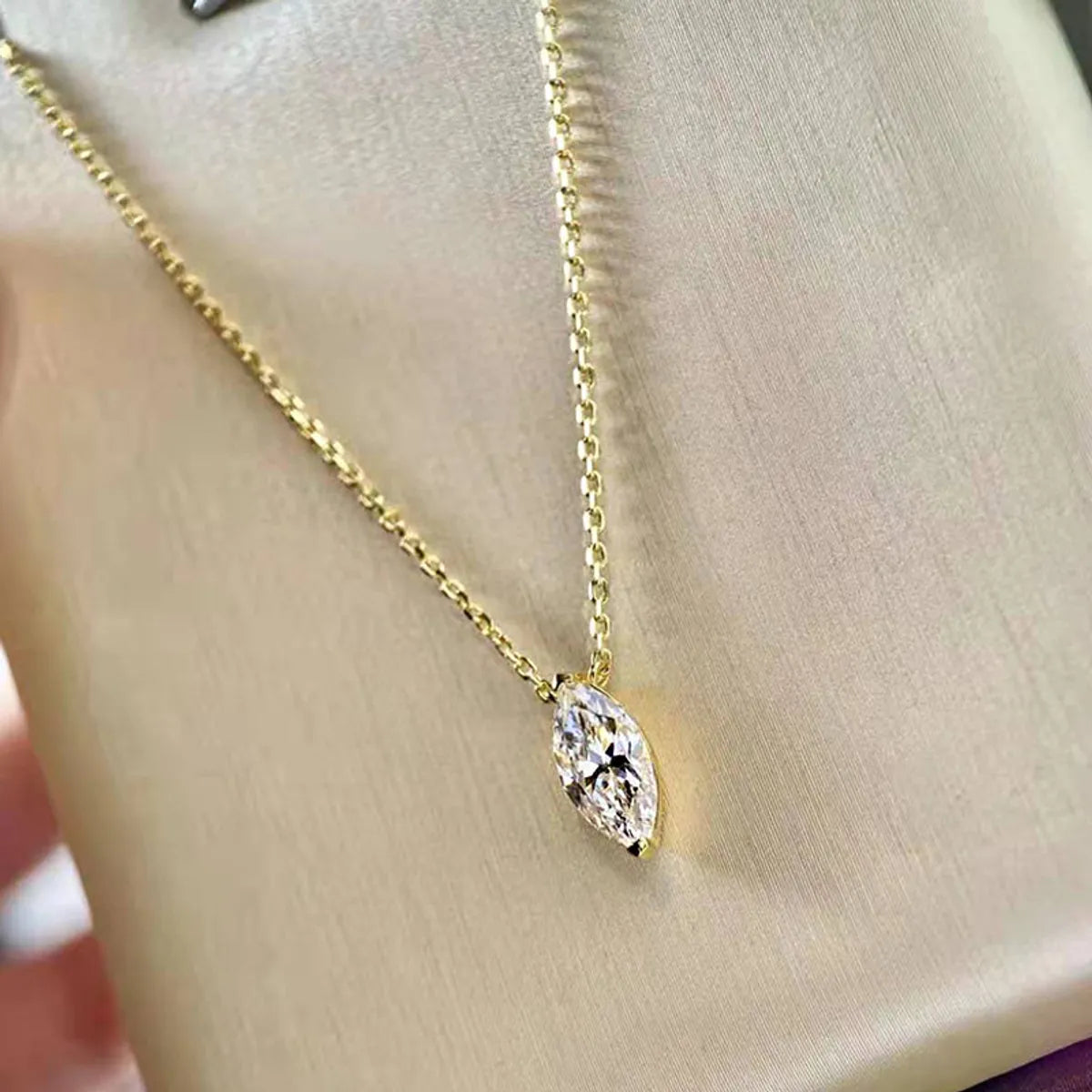 Ig Style Simple Style Water Droplets Rhinestone Sterling Silver Women's Pendant Necklace