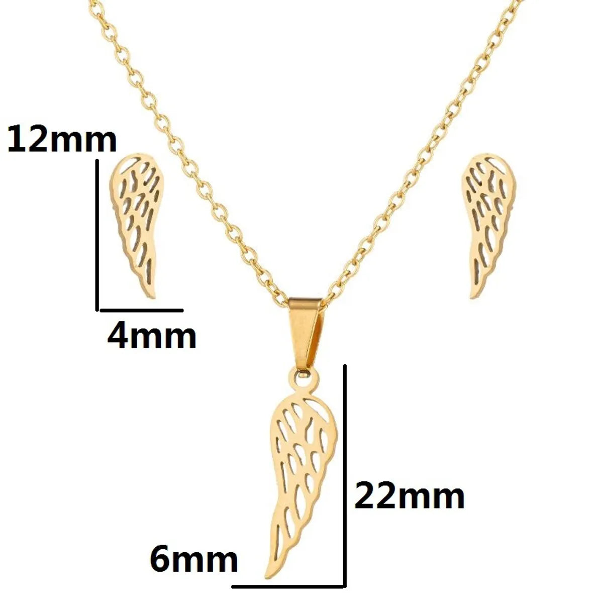 Ig Style Simple Style Wings Stainless Steel Plating Hollow Out Jewelry Set