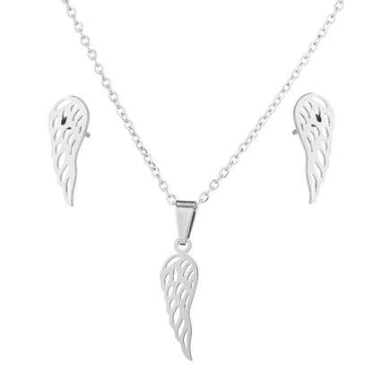 Ig Style Simple Style Wings Stainless Steel Plating Hollow Out Jewelry Set