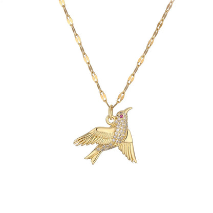 Ig Style Simple Style Woodpecker Bird Stainless Steel Copper Gold Plated Zircon Pendant Necklace In Bulk