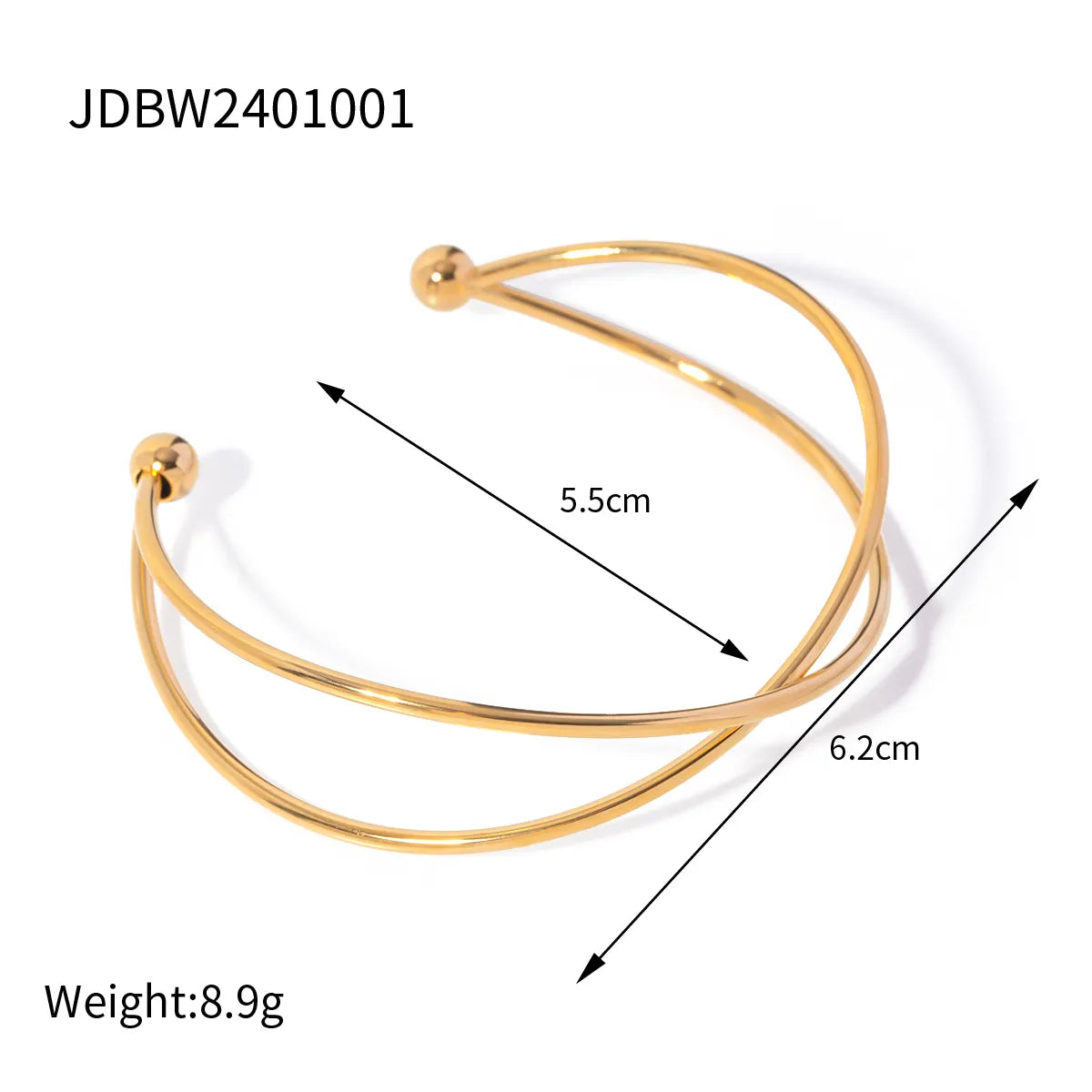 IG Style Solid Color 304 Stainless Steel 18K Gold Plated Bangle In Bulk