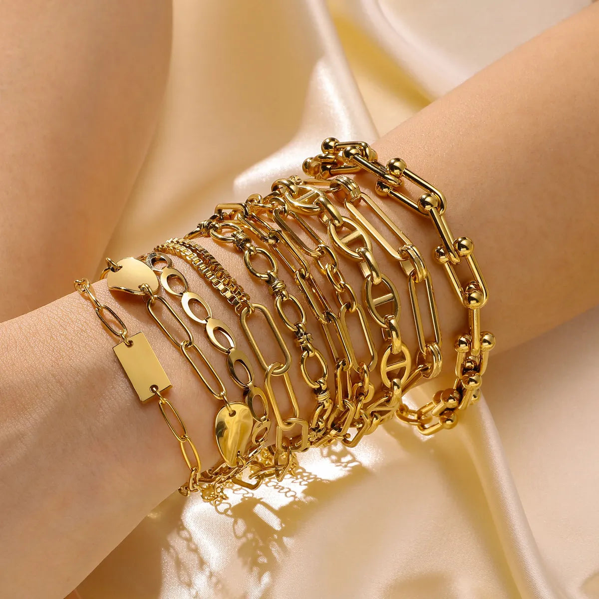 Ig Style Solid Color Stainless Steel Plating 18k Gold Plated Bracelets