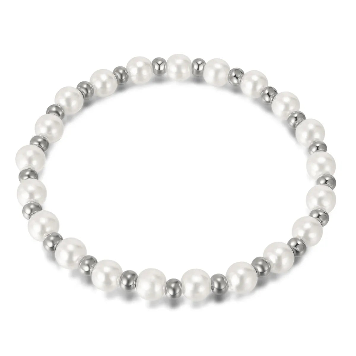 Wholesale Jewelry IG Style Solid Color Stainless Steel Artificial Pearl Beaded Bracelets