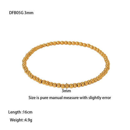 Ig Style Solid Color Stainless Steel Beaded Plating 18k Gold Plated Bracelets