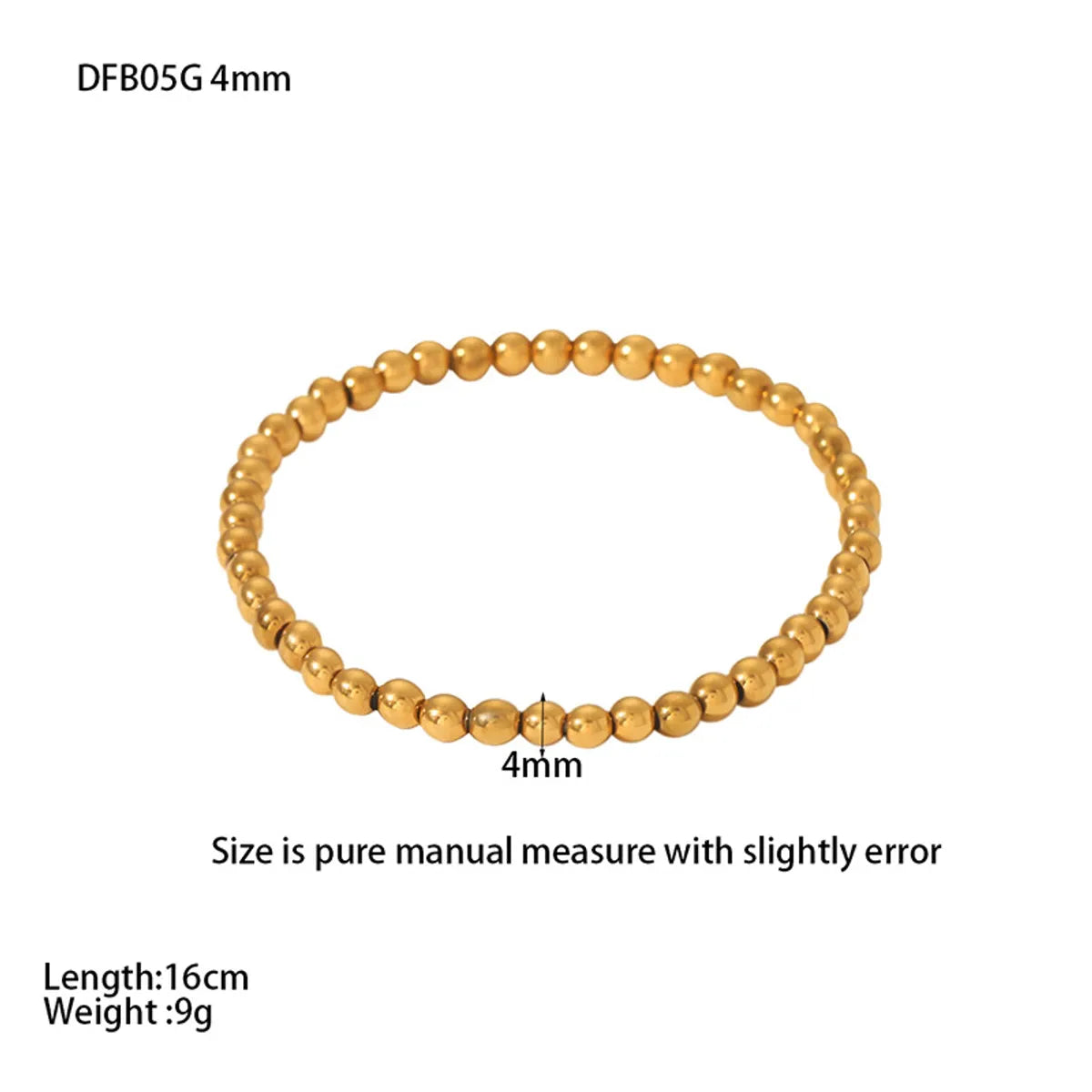 Ig Style Solid Color Stainless Steel Beaded Plating 18k Gold Plated Bracelets