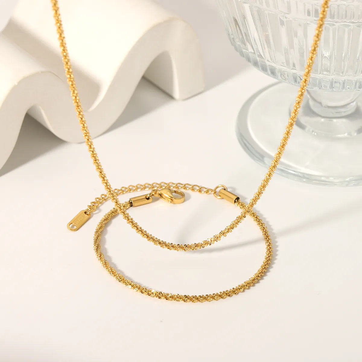 Ig Style Solid Color Stainless Steel Plating 18k Gold Plated Bracelets Necklace