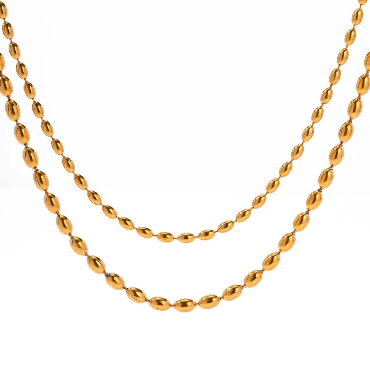 Ig Style Solid Color Stainless Steel Plating 18k Gold Plated Double Layer Necklaces