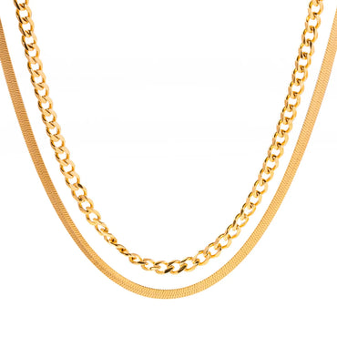 Ig Style Solid Color Stainless Steel Plating 18k Gold Plated Double Layer Necklaces