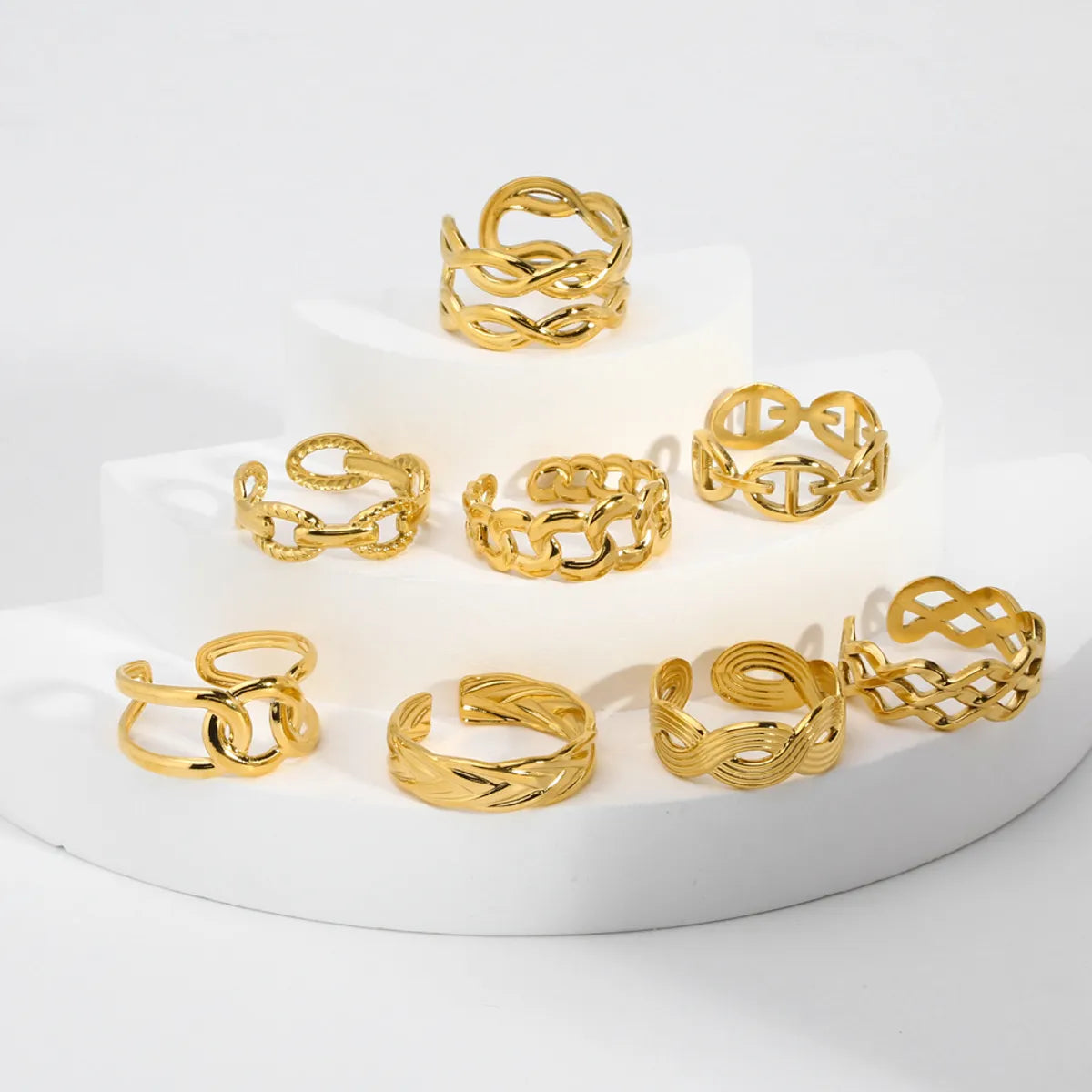 Ig Style Solid Color Stainless Steel Plating 18k Gold Plated Open Rings