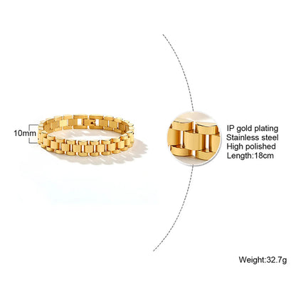 Ig Style Solid Color Stainless Steel Plating Inlay Zircon 18k Gold Plated Bracelets