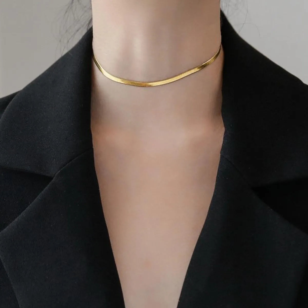 Ig Style Solid Color Titanium Steel Plating 18k Gold Plated Choker