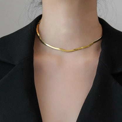 Ig Style Solid Color Titanium Steel Plating 18k Gold Plated Choker