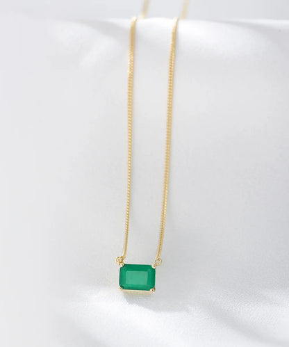 Ig Style Square Sterling Silver Plating Inlay Zircon 14k Gold Plated Rhodium Plated Necklace