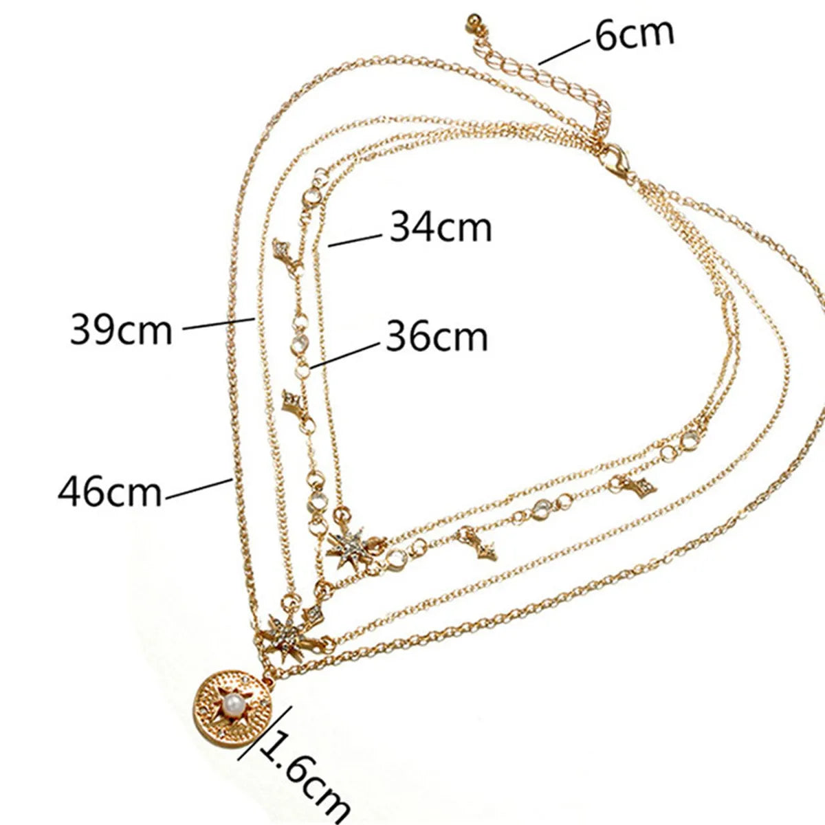 Ig Style Star Rhinestones Pearl Alloy Wholesale Layered Necklaces