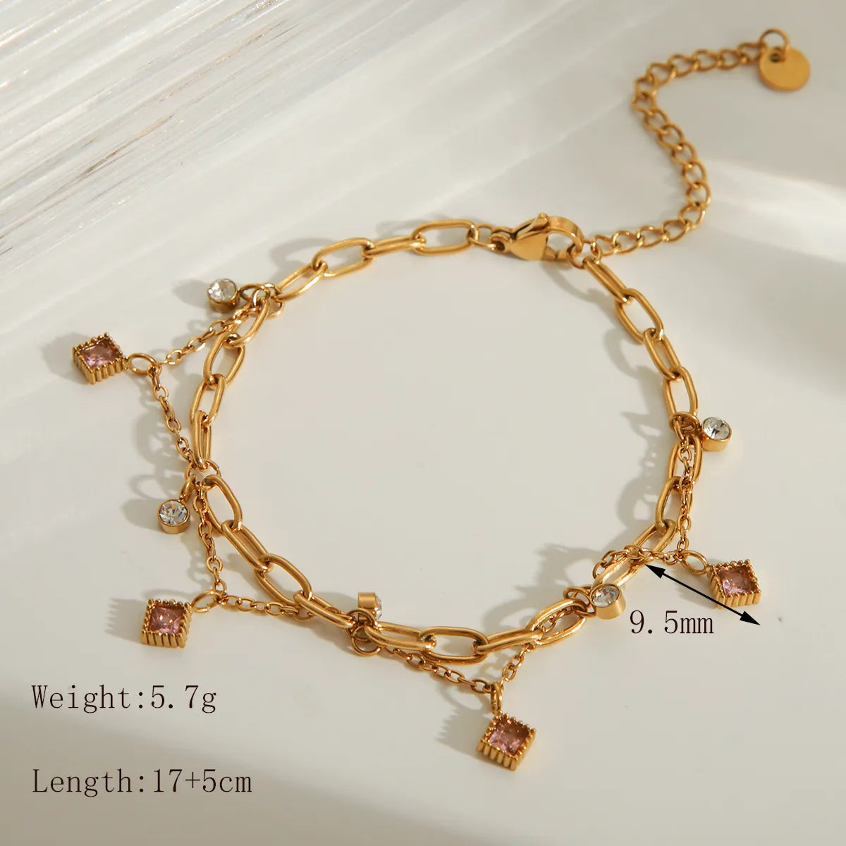 IG Style Star Flower 304 Stainless Steel 18K Gold Plated Zircon Bracelets In Bulk