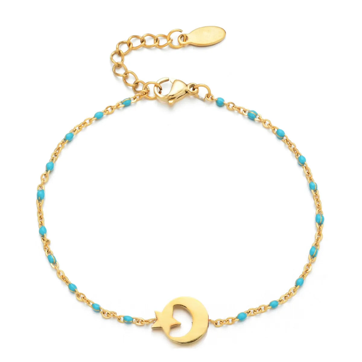 Ig Style Star Moon Stainless Steel Beaded Charm Plating 18k Gold Plated Bracelets