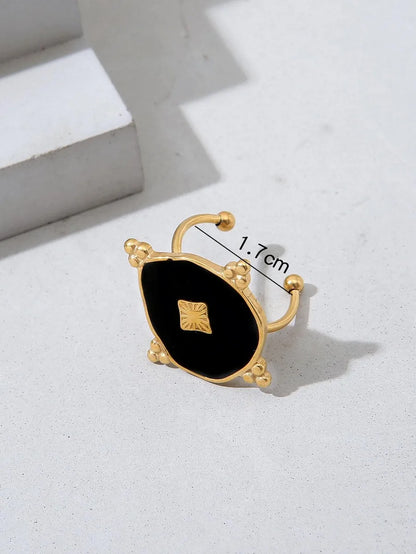 Ig Style Star Oval Water Droplets Stainless Steel Enamel Plating 18k Gold Plated Open Rings