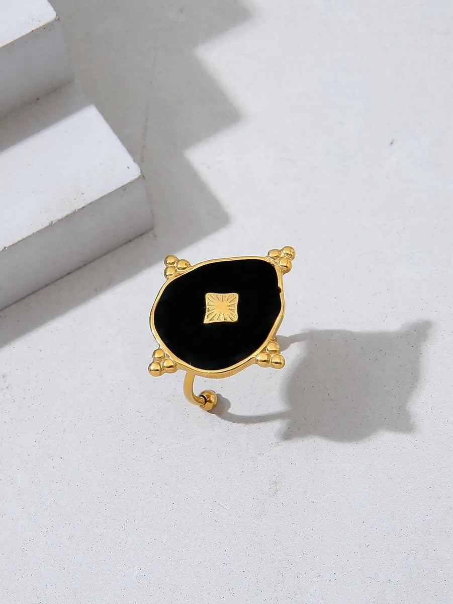 Ig Style Star Oval Water Droplets Stainless Steel Enamel Plating 18k Gold Plated Open Rings