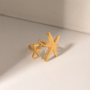 Wholesale Jewelry IG Style Starfish 304 Stainless Steel Plating Open Rings