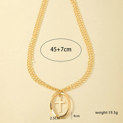 Ig Style Streetwear Cool Style Cross Alloy Plating Hollow Out 14k Gold Plated Women's Pendant Necklace