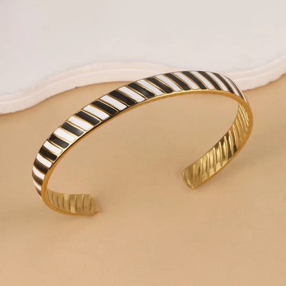 IG Style Stripe 304 Stainless Steel 14K Gold Plated Women'S Bangle