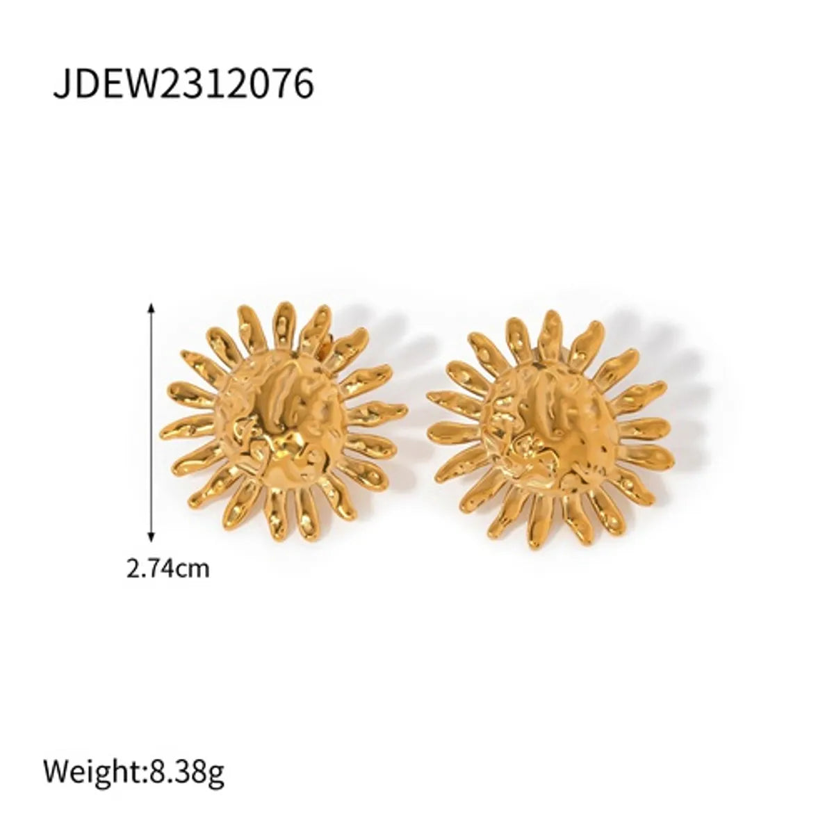 Ig Style Sun Stainless Steel 18k Gold Plated Earrings Necklace