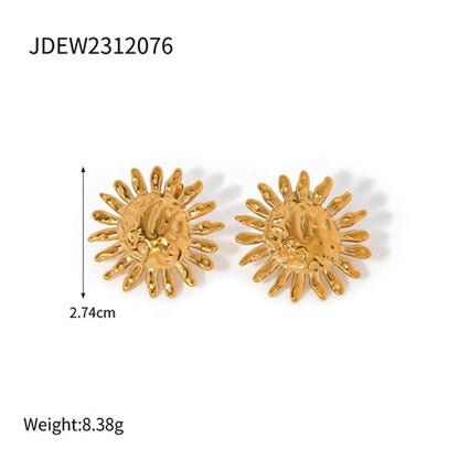 Ig Style Sun Stainless Steel 18k Gold Plated Earrings Necklace