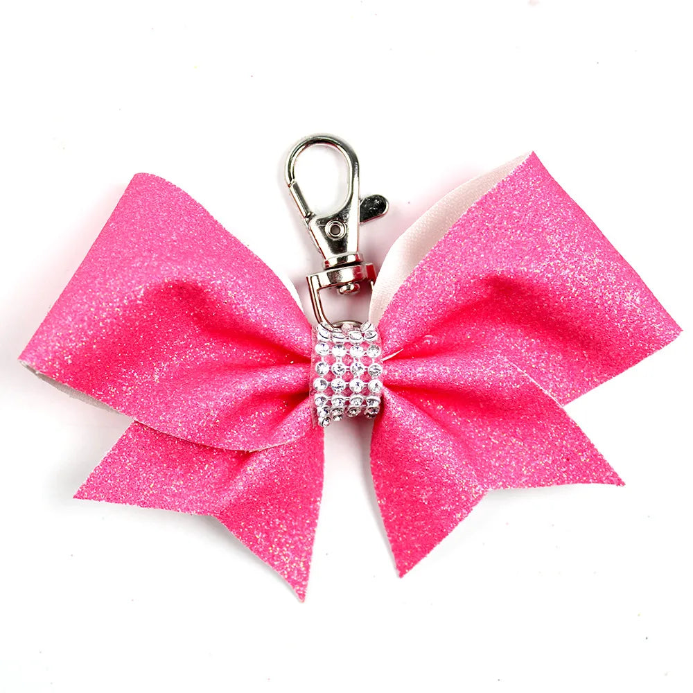 IG Style Sweet Bow Knot Cloth Inlay Rhinestones Bag Pendant Keychain