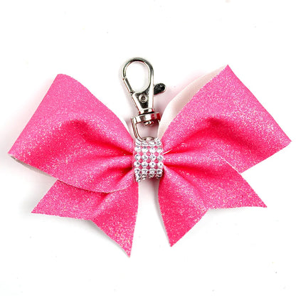 IG Style Sweet Bow Knot Cloth Inlay Rhinestones Bag Pendant Keychain