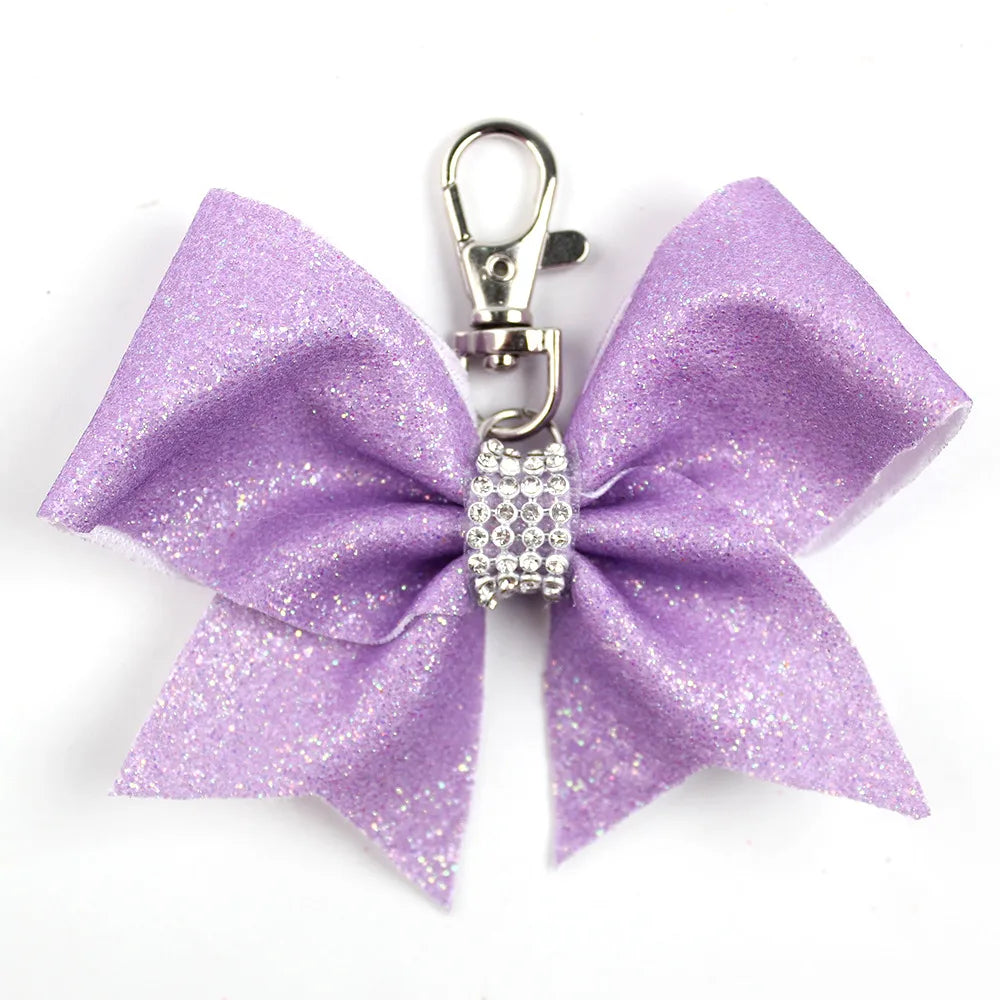 IG Style Sweet Bow Knot Cloth Inlay Rhinestones Bag Pendant Keychain