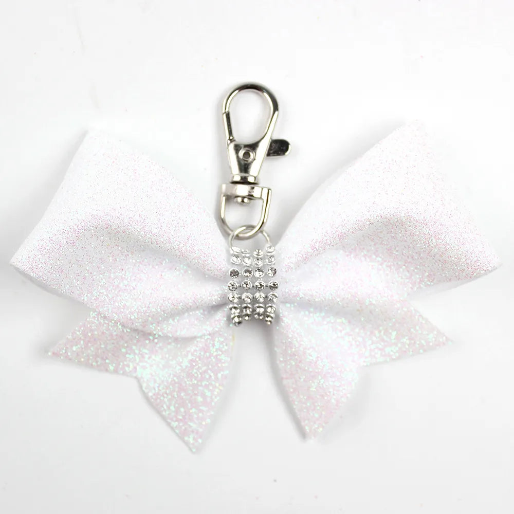 IG Style Sweet Bow Knot Cloth Inlay Rhinestones Bag Pendant Keychain