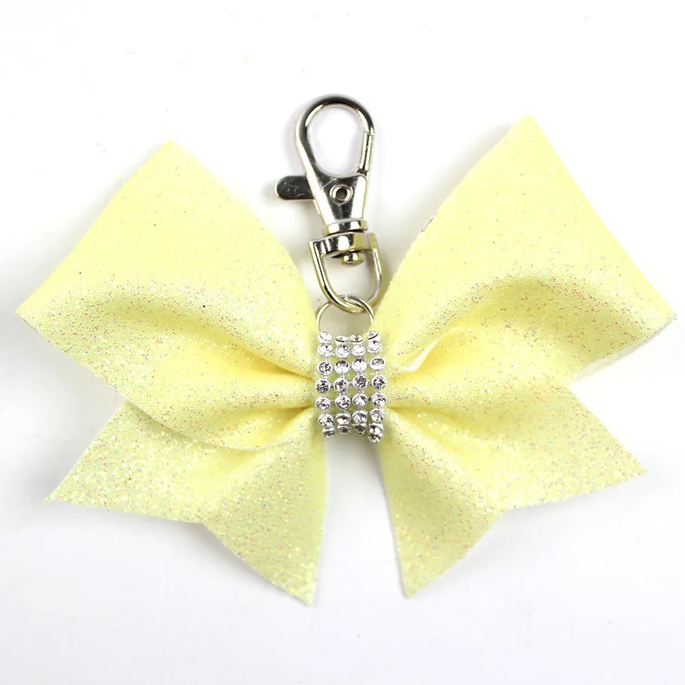 IG Style Sweet Bow Knot Cloth Inlay Rhinestones Bag Pendant Keychain