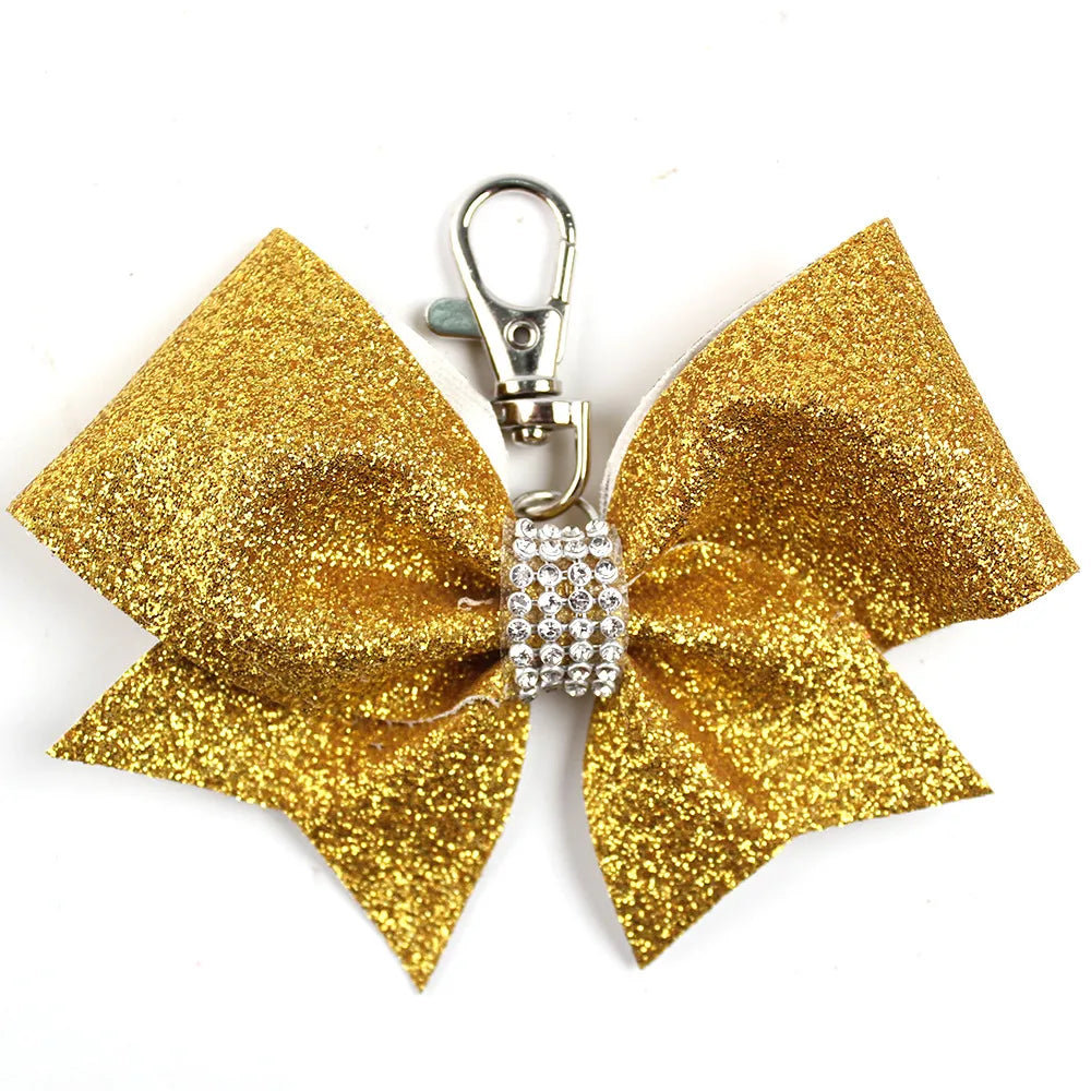 IG Style Sweet Bow Knot Cloth Inlay Rhinestones Bag Pendant Keychain