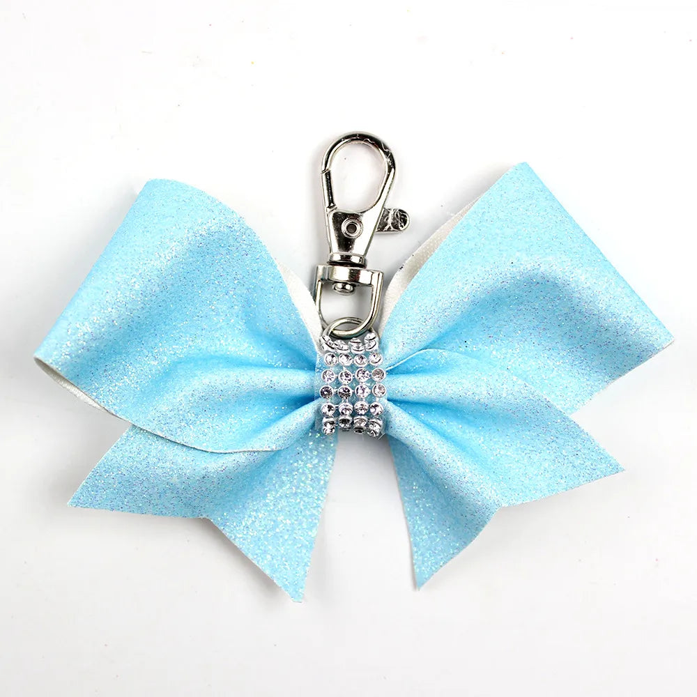 IG Style Sweet Bow Knot Cloth Inlay Rhinestones Bag Pendant Keychain