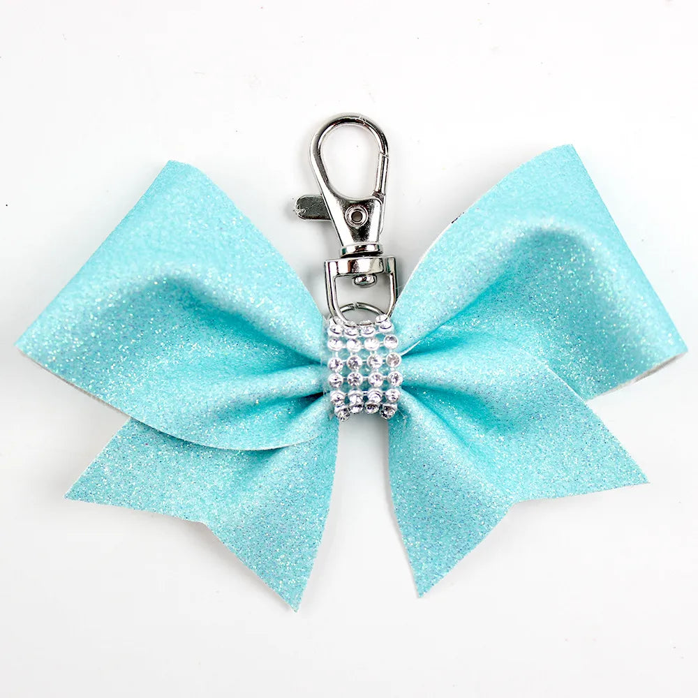 IG Style Sweet Bow Knot Cloth Inlay Rhinestones Bag Pendant Keychain