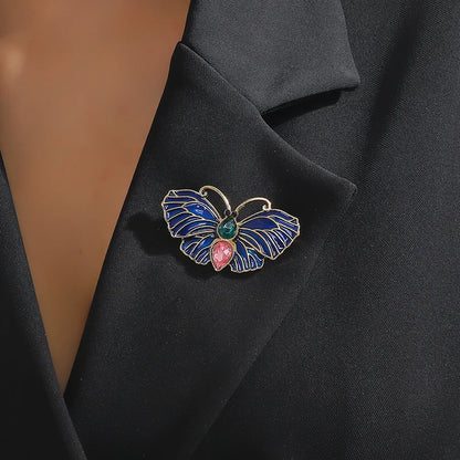 IG Style Sweet Butterfly Alloy Enamel Inlay Artificial Rhinestones Women'S Brooches