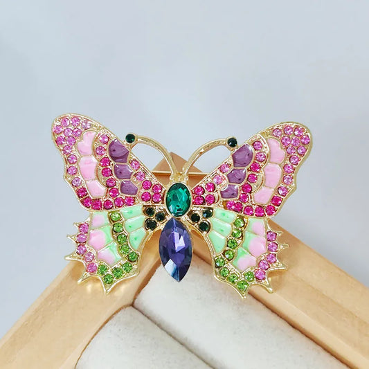 IG Style Sweet Butterfly Alloy Enamel Inlay Rhinestones Women'S Brooches