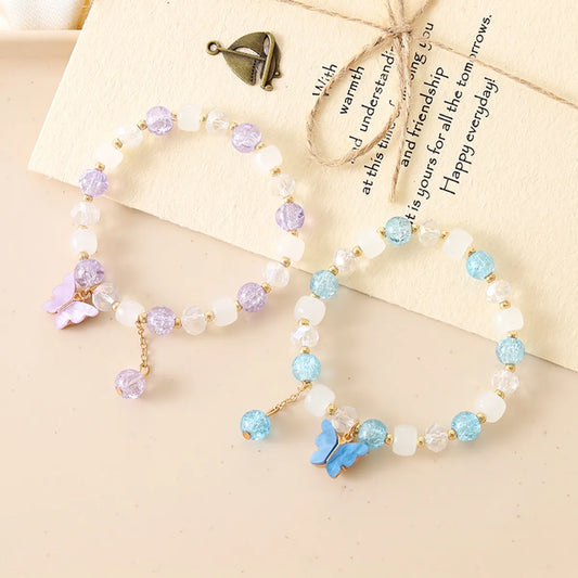 IG Style Sweet Butterfly Beaded Crystal Wholesale Bracelets