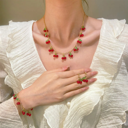 IG Style Sweet Cherry Strawberry Arylic Women'S Jewelry Set