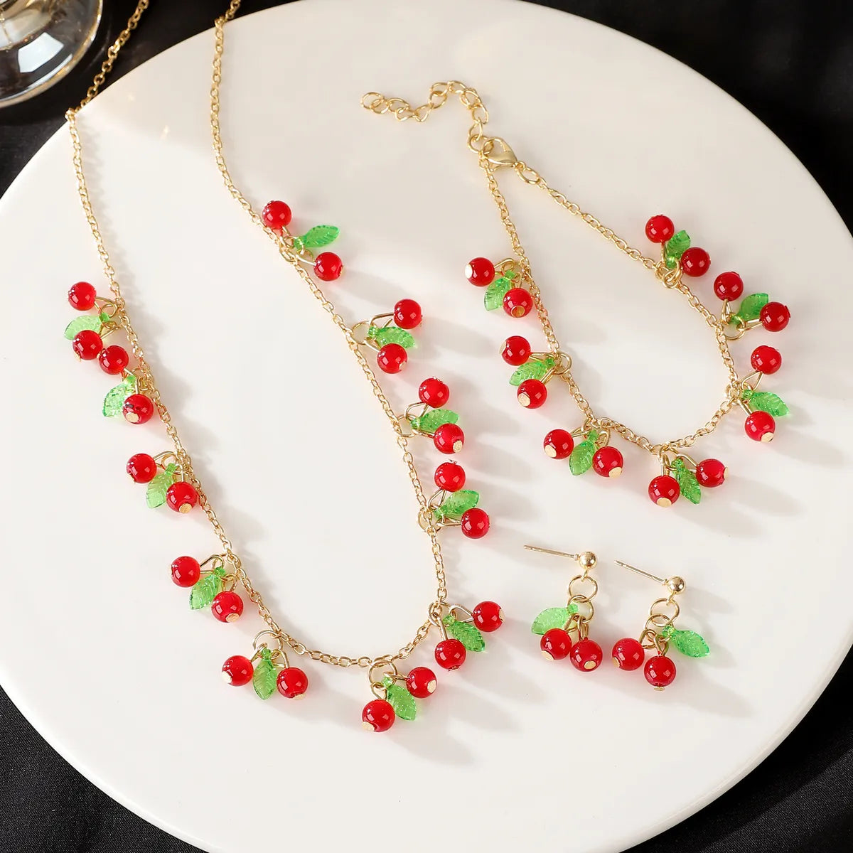 IG Style Sweet Cherry Strawberry Arylic Women'S Jewelry Set