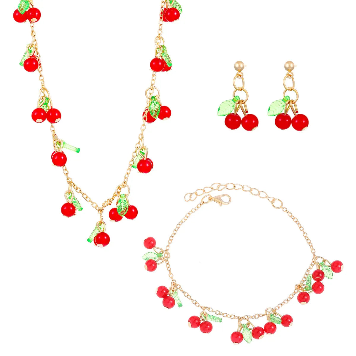 IG Style Sweet Cherry Strawberry Arylic Women'S Jewelry Set