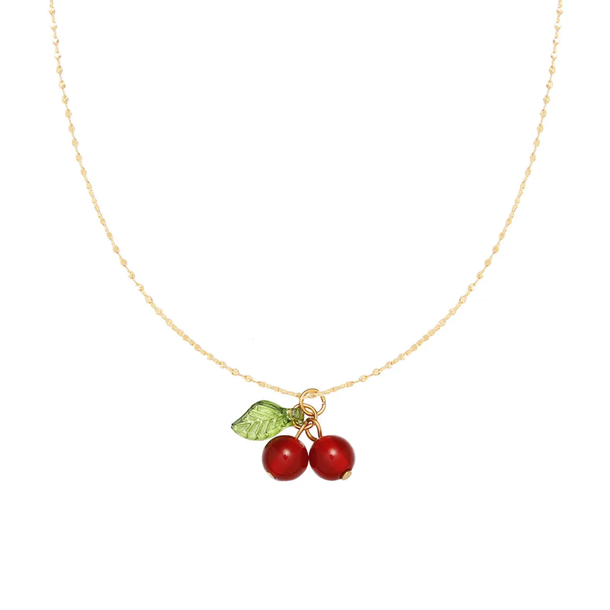 Ig Style Sweet Cherry Titanium Steel Plating 18k Gold Plated Pendant Necklace