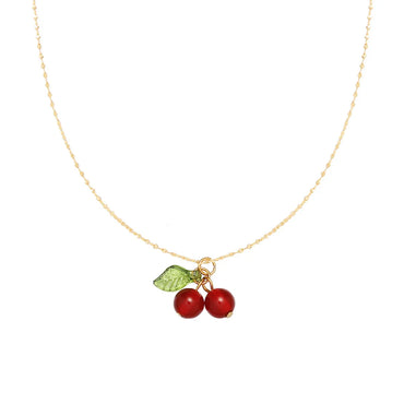 Ig Style Sweet Cherry Titanium Steel Plating 18k Gold Plated Pendant Necklace