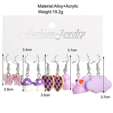 Ig Style Sweet Clouds Animal Heart Shape Arylic Enamel Women's Drop Earrings