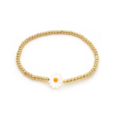 Ig Style Sweet Daisy Shell Copper Beaded Knitting Plating 18k Gold Plated Women'S Bracelets