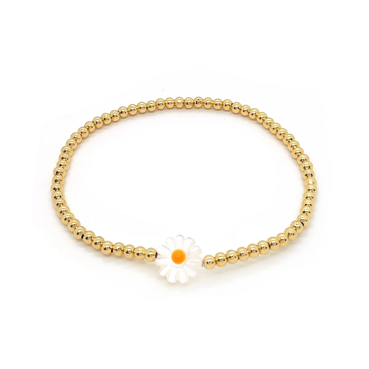 Ig Style Sweet Daisy Shell Copper Beaded Knitting Plating 18k Gold Plated Women'S Bracelets