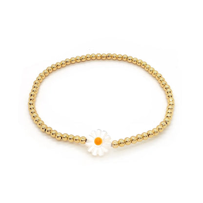 Ig Style Sweet Daisy Shell Copper Beaded Knitting Plating 18k Gold Plated Women'S Bracelets